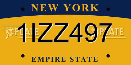 1IZZ497 New York License Plate