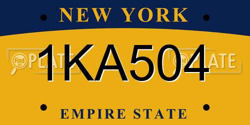 1KA504 New York License Plate