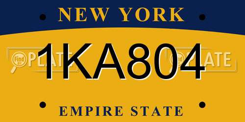 1KA804 New York License Plate