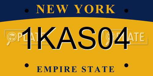 1KAS04 New York License Plate