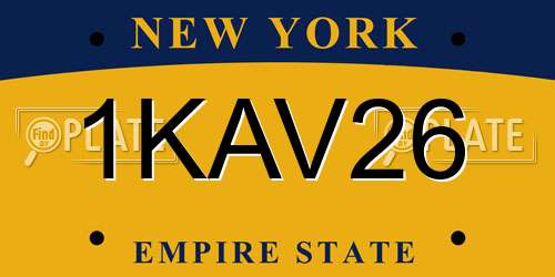 1KAV26 New York License Plate