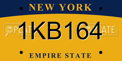 1KB164 New York License Plate