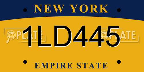 1LD445 New York License Plate