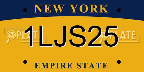 1LJS25 New York License Plate