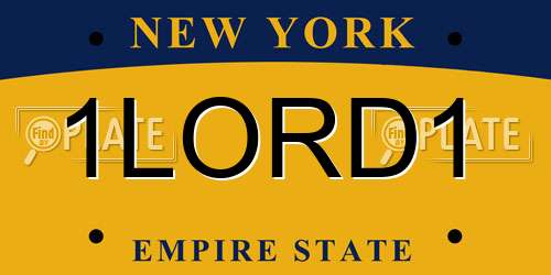 1LORD1 New York License Plate