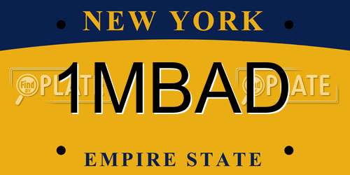 1MBAD New York License Plate