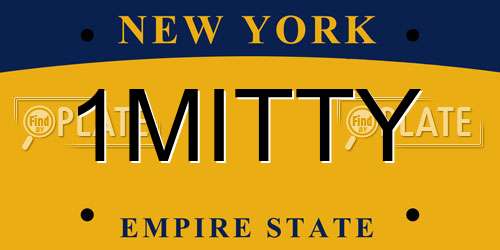 1MITTY New York License Plate