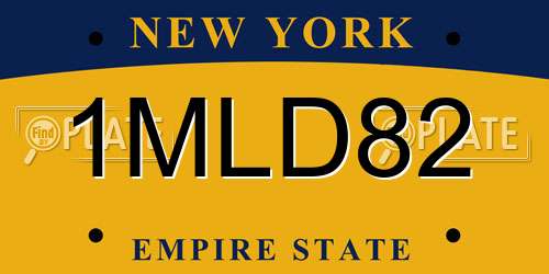 1MLD82 New York License Plate