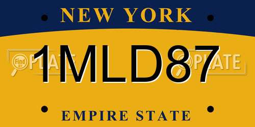 1MLD87 New York License Plate