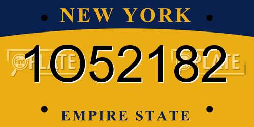 1O52182 New York License Plate