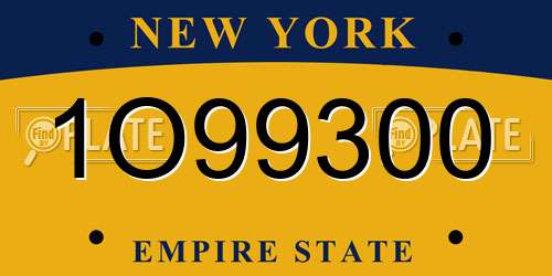 1O99300 New York License Plate