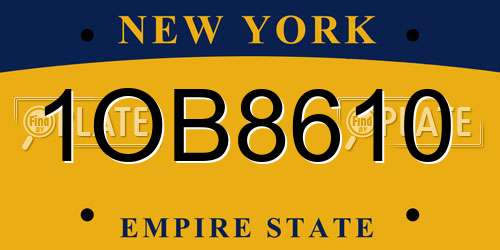 1OB8610 New York License Plate