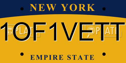 1OF1VETT New York License Plate