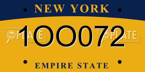 1OO072 New York License Plate