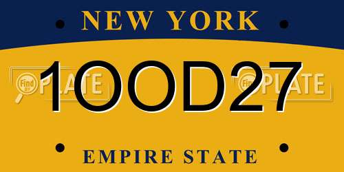 1OOD27 New York License Plate