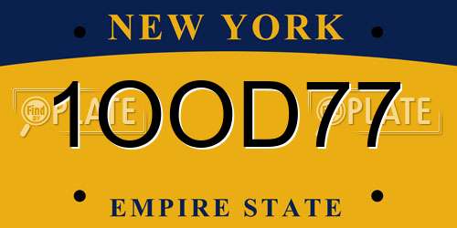 1OOD77 New York License Plate