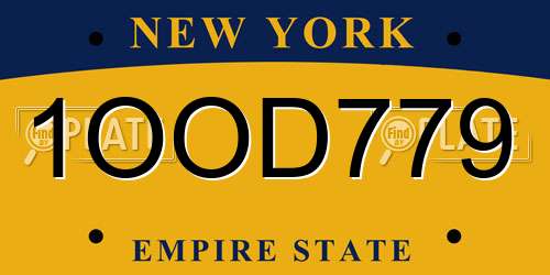 1OOD779 New York License Plate