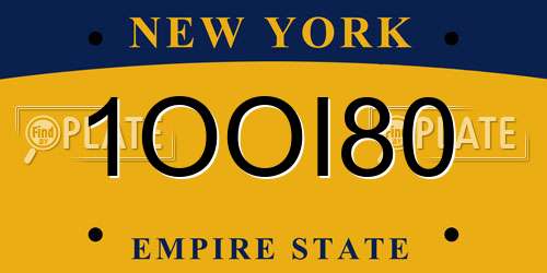 1OOI80 New York License Plate