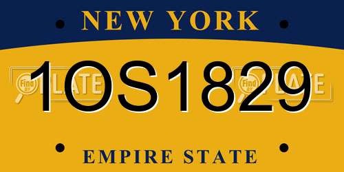 1OS1829 New York License Plate