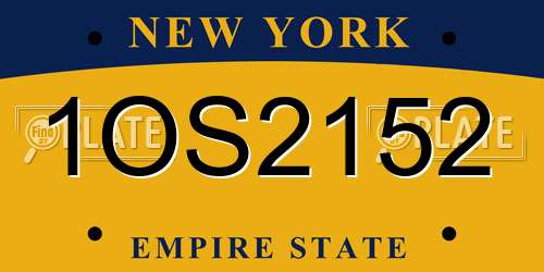 1OS2152 New York License Plate