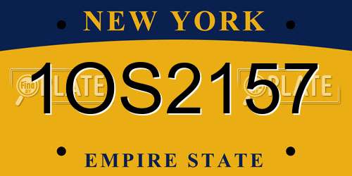 1OS2157 New York License Plate