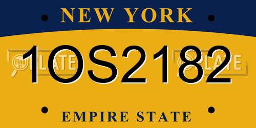 1OS2182 New York License Plate
