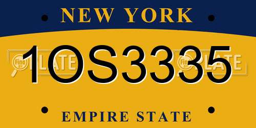 1OS3335 New York License Plate