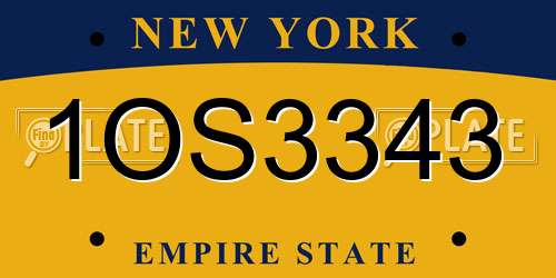 1OS3343 New York License Plate