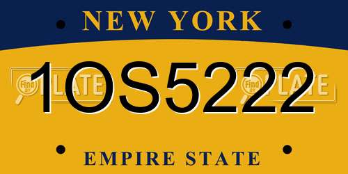 1OS5222 New York License Plate