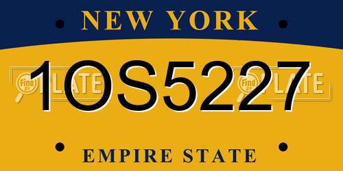 1OS5227 New York License Plate