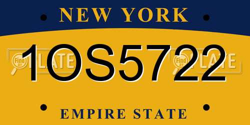 1OS5722 New York License Plate