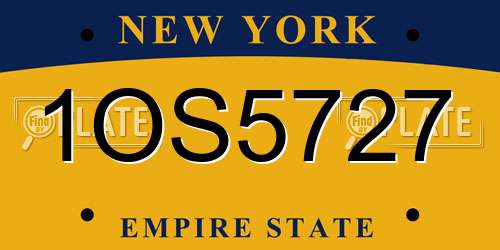 1OS5727 New York License Plate