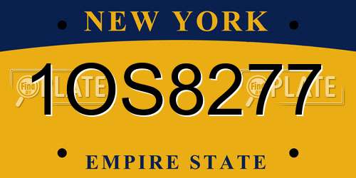 1OS8277 New York License Plate