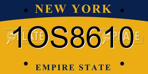 1OS8610 New York License Plate