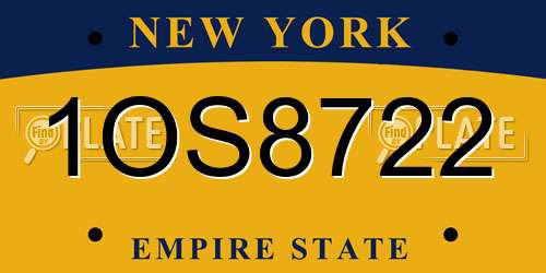 1OS8722 New York License Plate