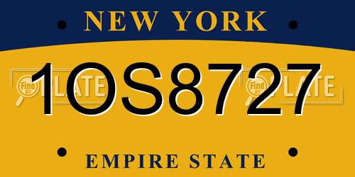 1OS8727 New York License Plate