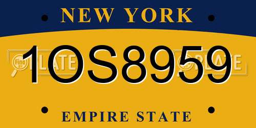 1OS8959 New York License Plate