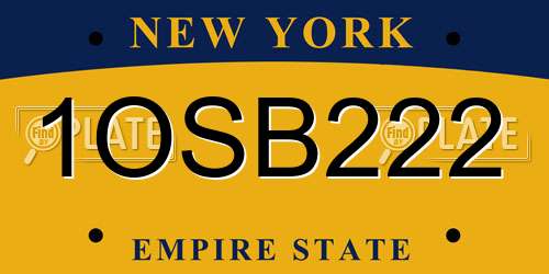 1OSB222 New York License Plate