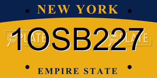 1OSB227 New York License Plate