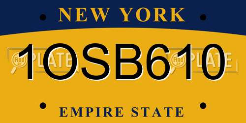 1OSB610 New York License Plate