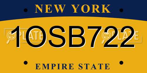 1OSB722 New York License Plate