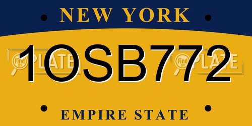 1OSB772 New York License Plate