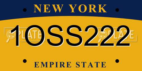 1OSS222 New York License Plate