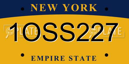 1OSS227 New York License Plate