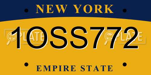 1OSS772 New York License Plate