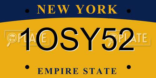 1OSY52 New York License Plate