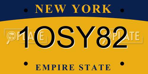 1OSY82 New York License Plate