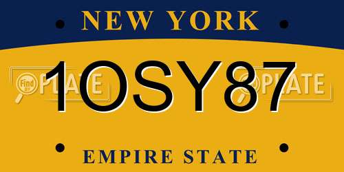 1OSY87 New York License Plate