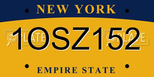 1OSZ152 New York License Plate