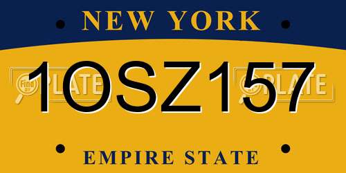 1OSZ157 New York License Plate